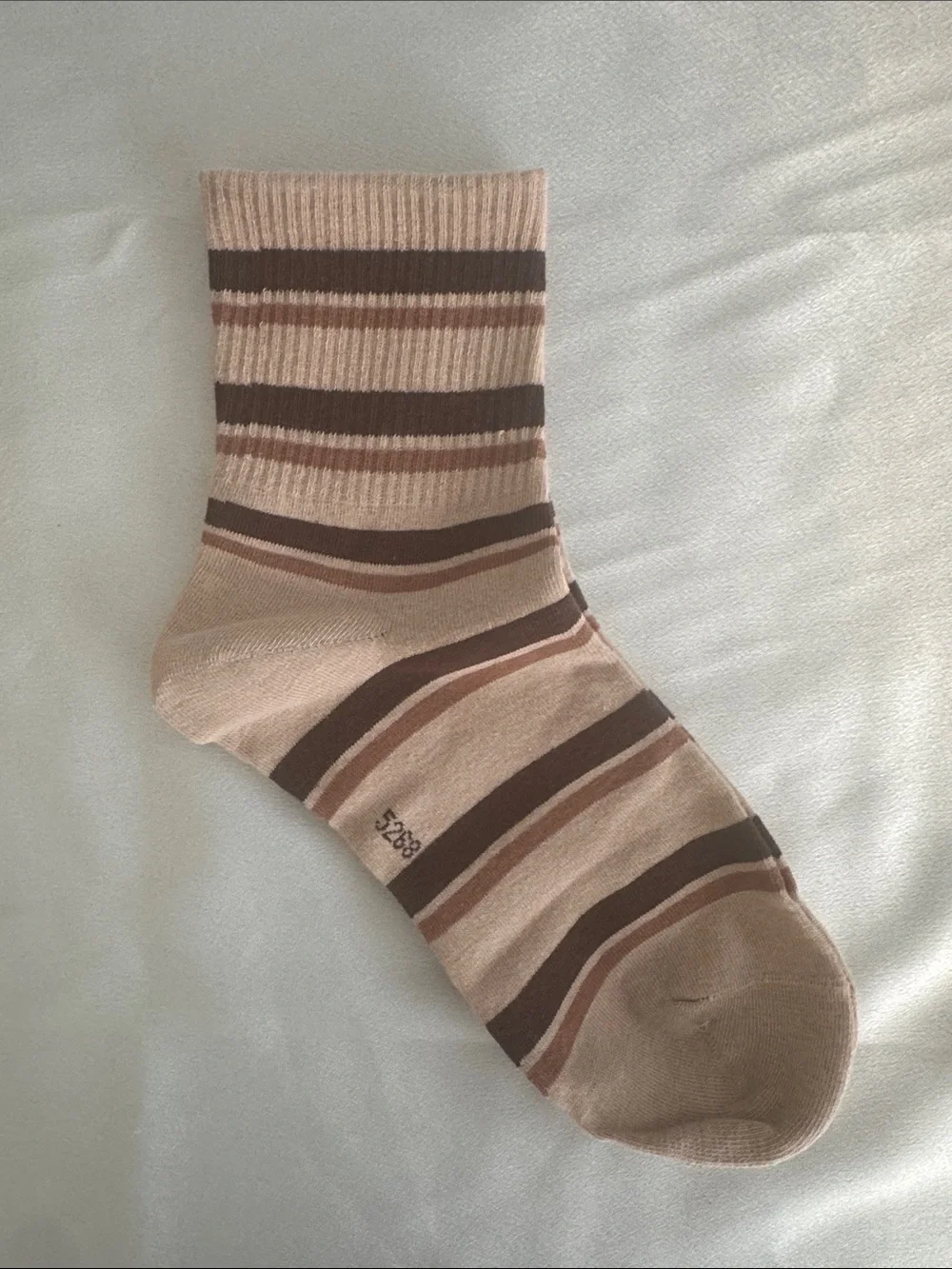 New! Louis Vuitton Striped Crew Socks - Beige & Brown